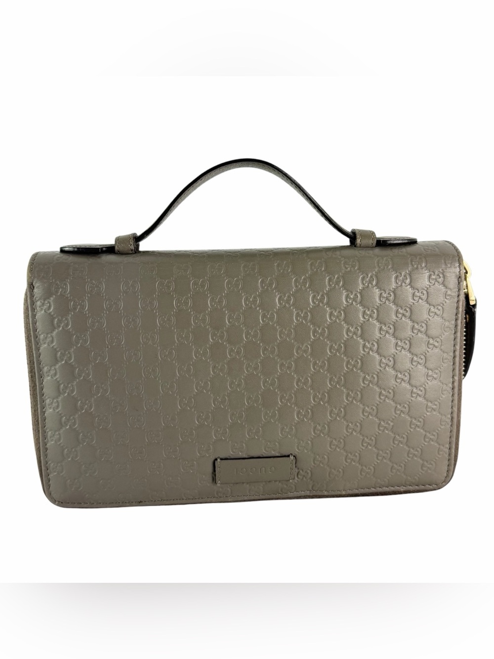 GUCCI Gray Micro Guccissima Leather Double Zip Travel Wallet Made in Italy